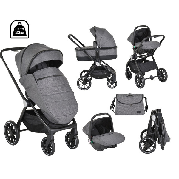 Cangaroo Christiano Dark Grey 3-in-1 Kinderwagen incl. i-Size Autostoel 110921