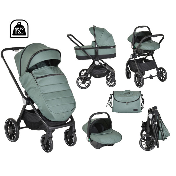 Cangaroo Christiano Green 3-in-1 Kinderwagen incl. i-Size Autostoel 110922