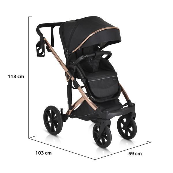 Cangaroo Eggo Caviar Black 3-in-1 Kinderwagen