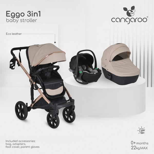 Cangaroo Eggo Sand Beige 3-in-1 Kinderwagen
