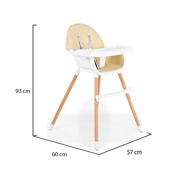 Cangaroo Gelato Beige 2-in-1 Houten Kinderstoel