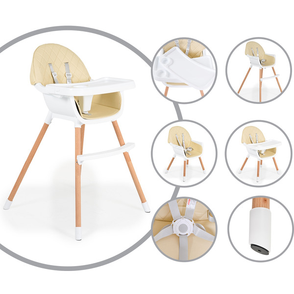 Cangaroo Gelato Beige 2-in-1 Houten Kinderstoel