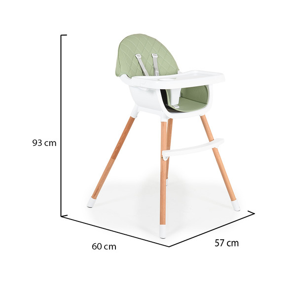 Cangaroo Gelato Green 2-in-1 Houten Kinderstoel