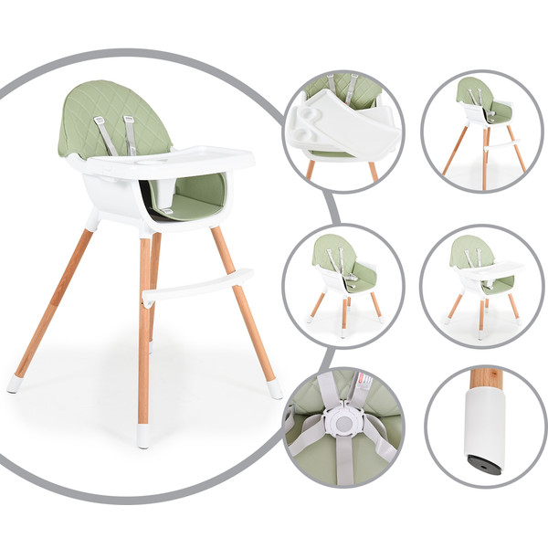 Cangaroo Gelato Green 2-in-1 Houten Kinderstoel