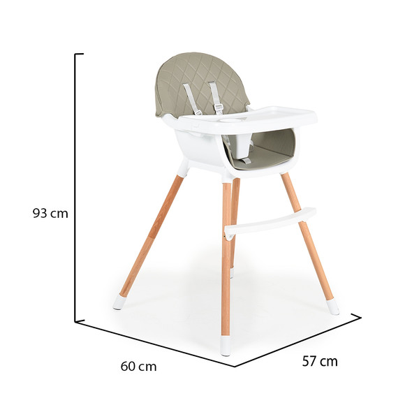 Cangaroo Gelato Grey 2-in-1 Houten Kinderstoel