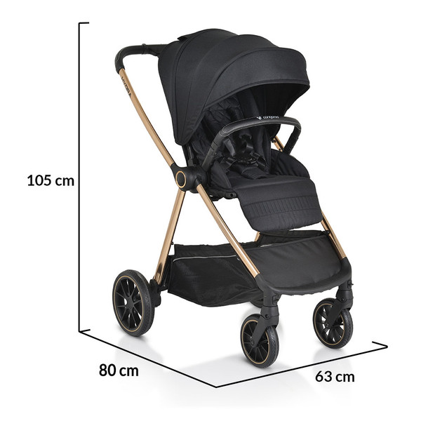 Cangaroo Hydra Black 3-in-1 Kinderwagen Incl. i-Size Autostoel