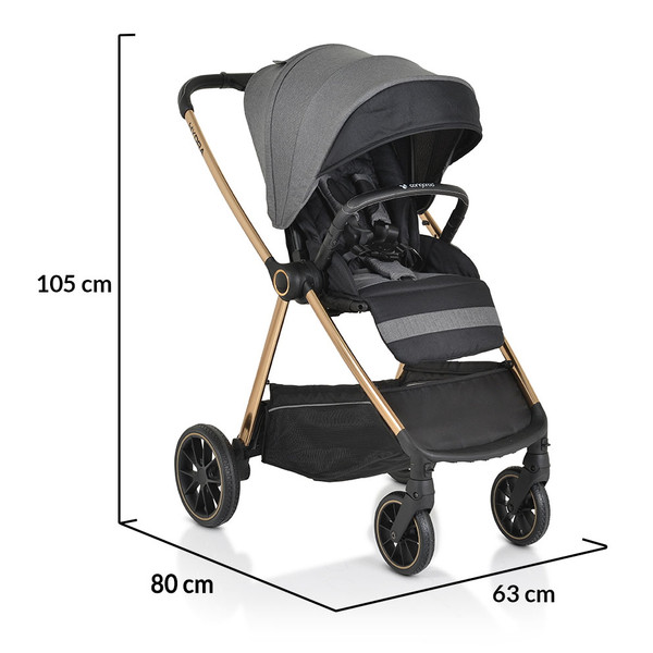 Cangaroo Hydra Grey 3-in-1 Kinderwagen Incl. i-Size Autostoel