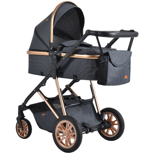 Cangaroo Midas Black 3-in-1 Combi Kinderwagen incl. Autostoel