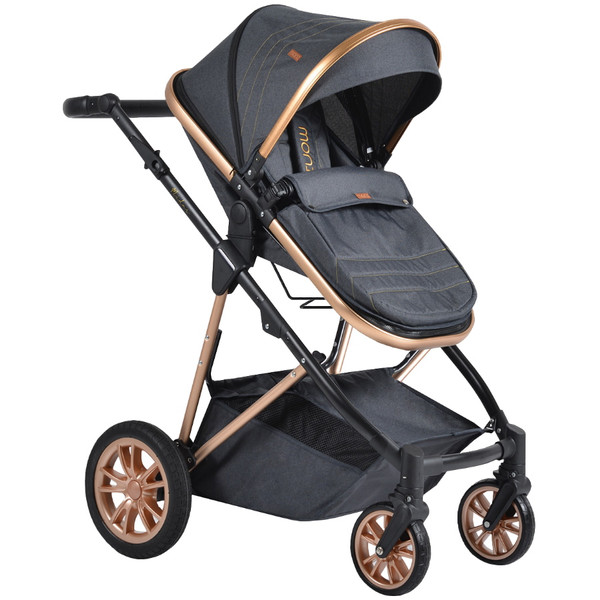 Cangaroo Midas Black 3-in-1 Combi Kinderwagen incl. Autostoel
