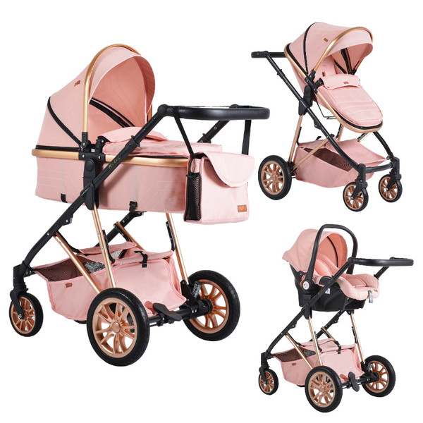 laten vallen Eervol petticoat Cangaroo Midas Pink 3-in-1 Combi Kinderwagen incl. Autostoel | MamaLoes