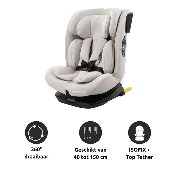 Cangaroo Pronto Black 40-150 cm 360° i-Size Autostoel