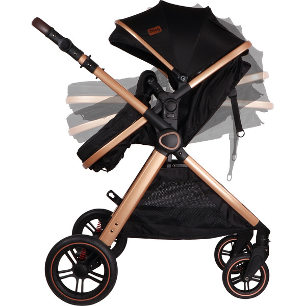 Ding Liam Black/Rose 3-in-1 Combi Kinderwagen Incl. Autostoel DI-381712