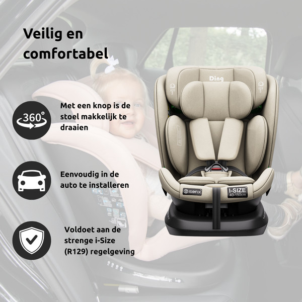 Weekendaanbieding: Ding Aiden Sand 40-150 cm 360° i-Size Autostoel