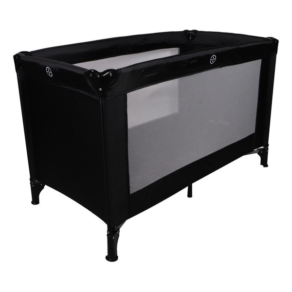 Ding Basic Black Complete Logeerset Campingbedje + Opvouwbaar Matras in Tas