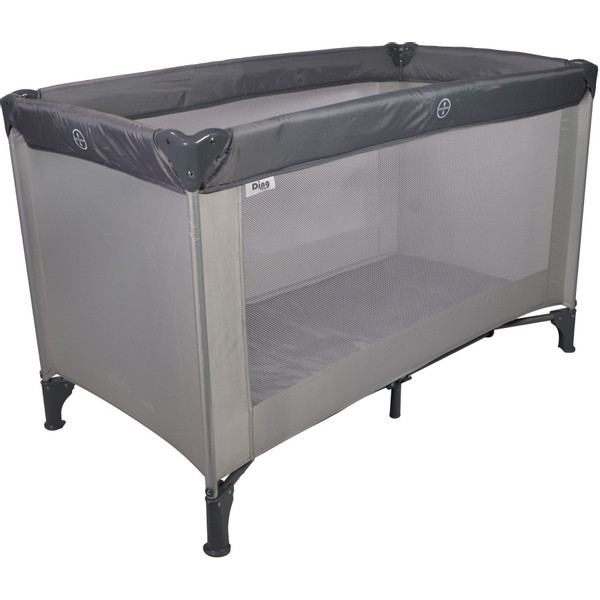 Ding Basic Grey Complete Logeerset Campingbedje + Opvouwbaar Matras in Tas