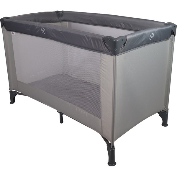 Ding Basic Grey Complete Logeerset Campingbedje + Opvouwbaar Matras in Tas