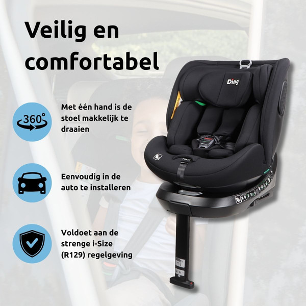 Ding Kai Black 40-150cm 360° i-Size Autostoel