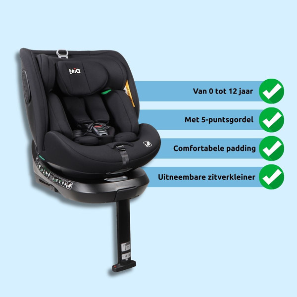 Ding Kai Black 40-150cm 360° i-Size Autostoel