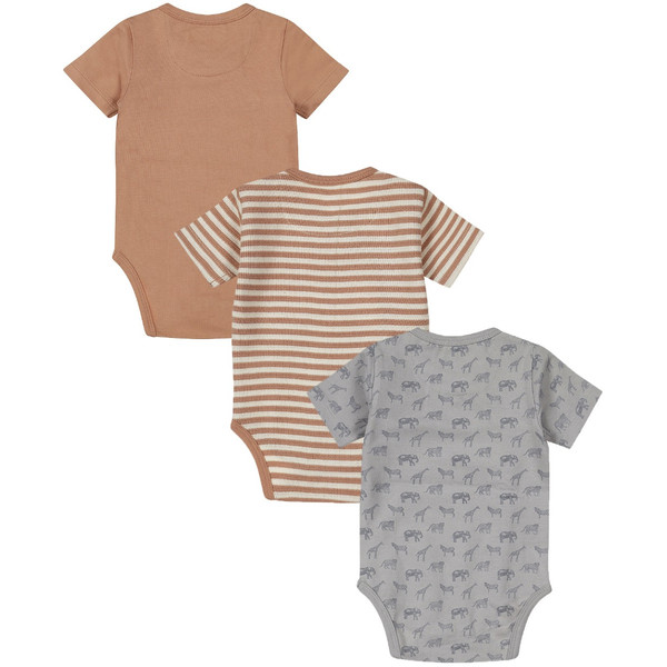 Dirkje Organic Blue Maat 50/56 Korte Mouw Overslag Romper 3 Stuks WN1262 NOOS