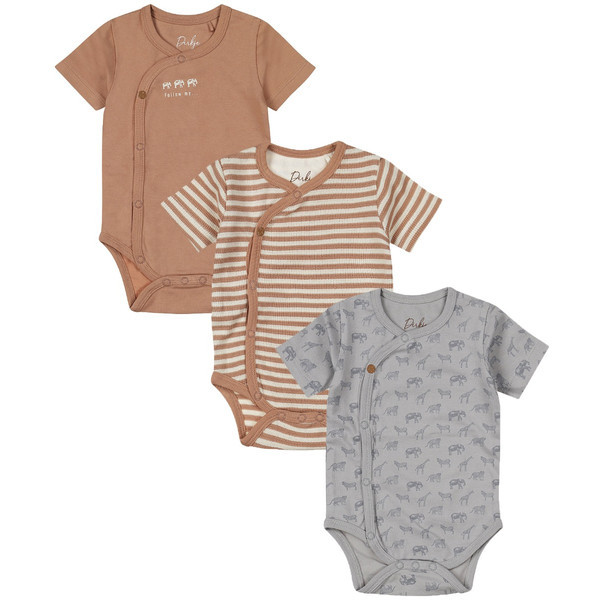 Dirkje Organic Blue Maat 50/56 Korte Mouw Overslag Romper 3 Stuks WN1262 NOOS