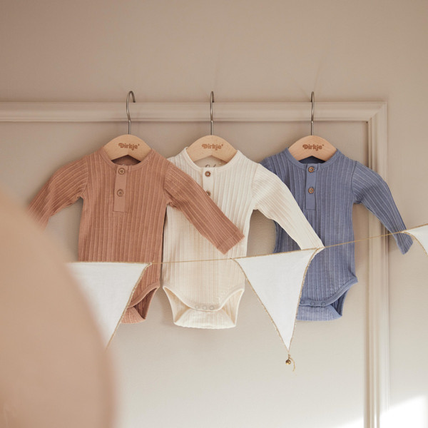 Dirkje Organic Blue Maat 62/68 Lange Mouw Romper 3 Stuks WN1261 NOOS