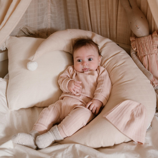 Dirkje Organic Dusty Pink Maat 44 Overslag Shirt met Broekje en Mutsje WN1206 NOOS
