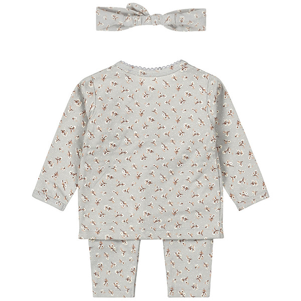 Dirkje Organic Faded Blue Maat 56 Overslag Shirt met Broekje en Haarband WN1205 NOOS