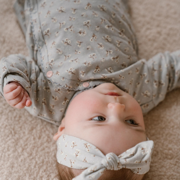 Dirkje Organic Faded Blue Maat 56 Overslag Shirt met Broekje en Haarband WN1205 NOOS