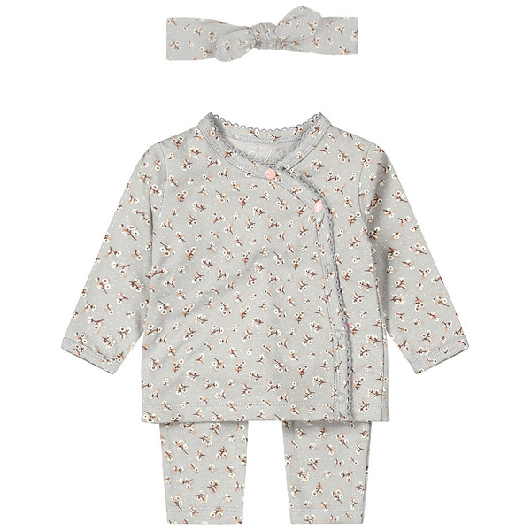 Dirkje Organic Faded Blue Maat 56 Overslag Shirt met Broekje en Haarband WN1205 NOOS