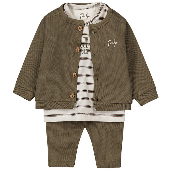 Dirkje Organic Faded Green Maat 62 Shirt met Broekje en Vest WN1287 NOOS