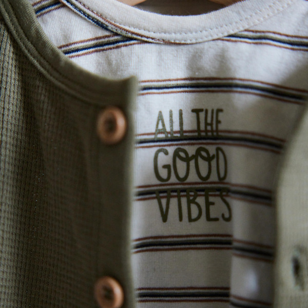 Dirkje Organic Faded Green Maat 62 Shirt met Broekje en Vest WN1287 NOOS