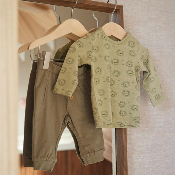 Dirkje Organic Faded Green Maat 50 Lions T-Shirt Lange Mouw WN1282 NOOS