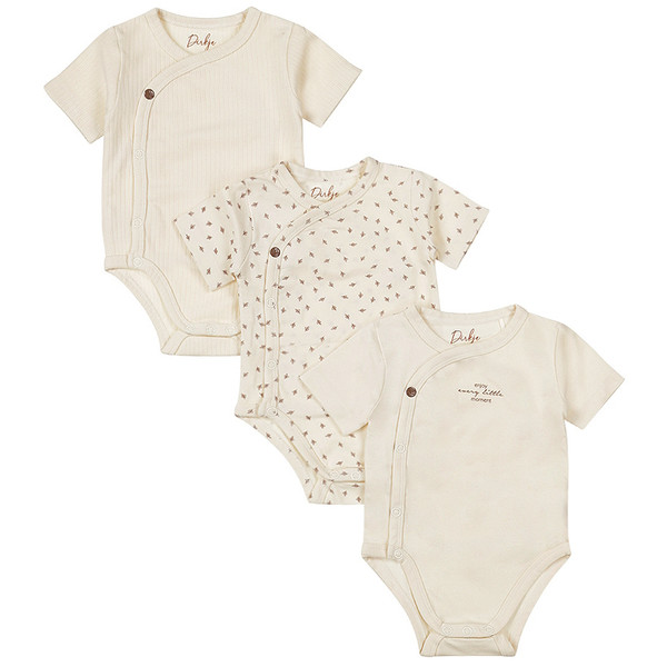 Dirkje Organic Off White Maat 50/56 2-laags Overslag Romper 3 Stuks WN1242 NOOS