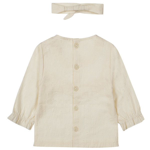 Dirkje Organic Off White Maat 50 Blouse Lange Mouw met Haarband WN1222 NOOS