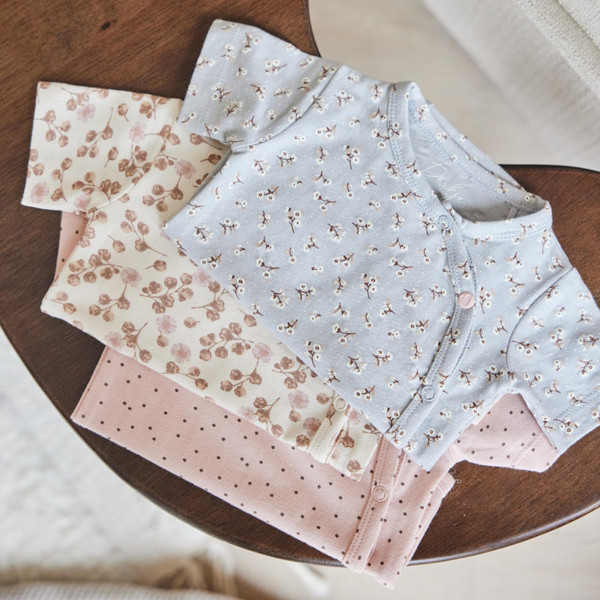 Dirkje Organic Pink Maat 62/68 Korte Mouw Overslag Romper 3 Stuks WN1200 NOOS