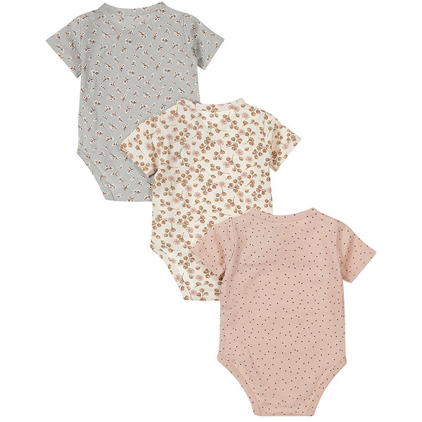 Dirkje Organic Pink Maat 62/68 Korte Mouw Overslag Romper 3 Stuks WN1200 NOOS