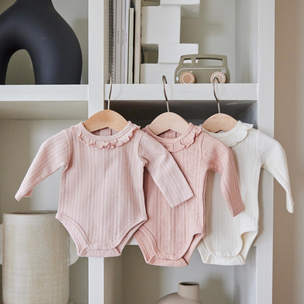 Dirkje Organic Pink Maat 44 Lange Mouw Romper 3 Stuks WN1201 NOOS