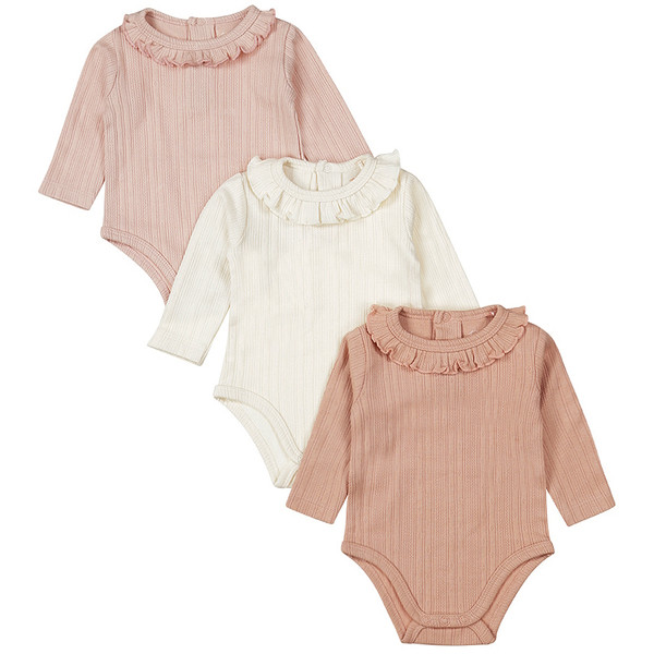 Dirkje Organic Pink Maat 50/56 Lange Mouw Romper 3 Stuks WN1201 NOOS