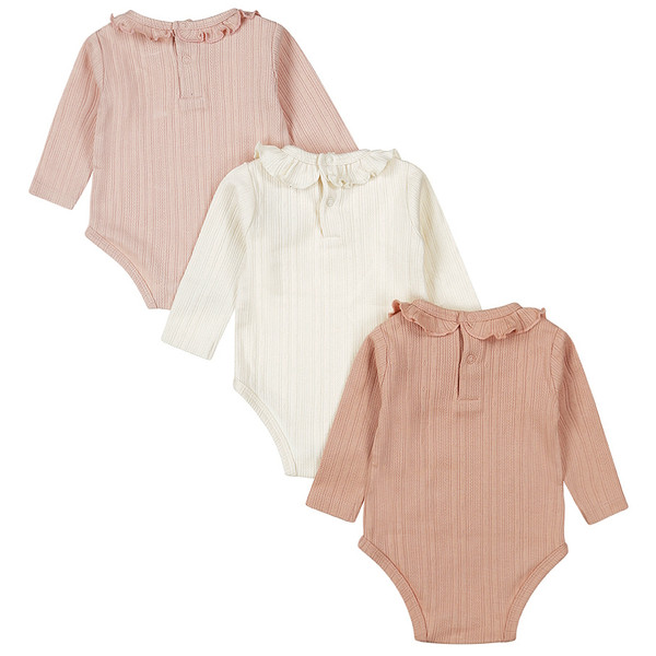 Dirkje Organic Pink Maat 62/68 Lange Mouw Romper 3 Stuks WN1201 NOOS