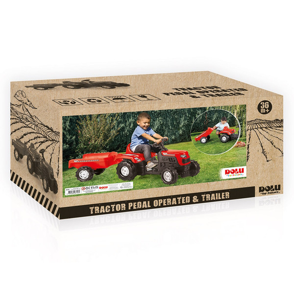 Dolu Ranchero Rood Traptractor met Aanhangwagen 8146