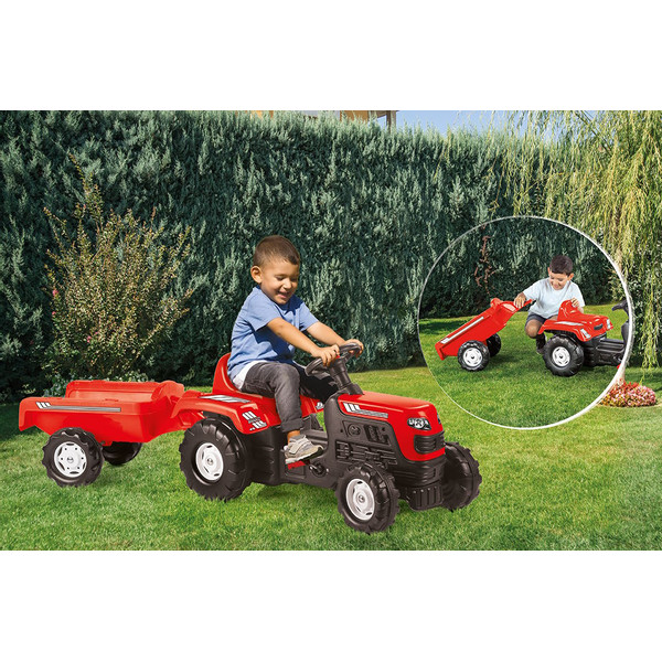 Dolu Ranchero Rood Traptractor met Aanhangwagen 8146