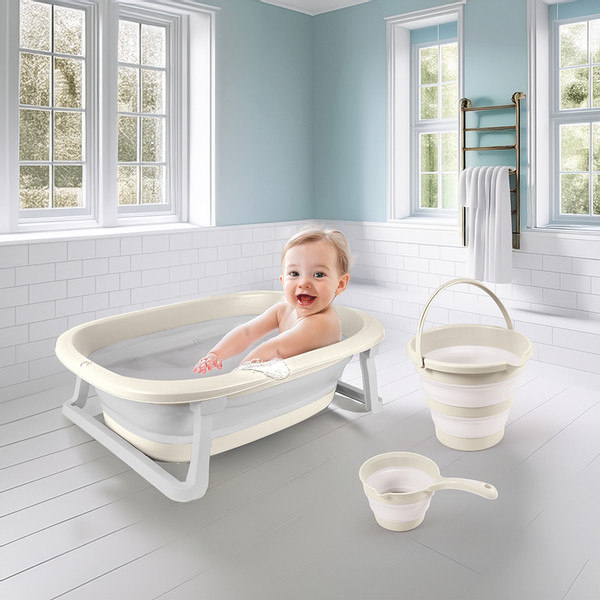 Dolu Relax Beige 3-delige Opvouwbare Badset 7271