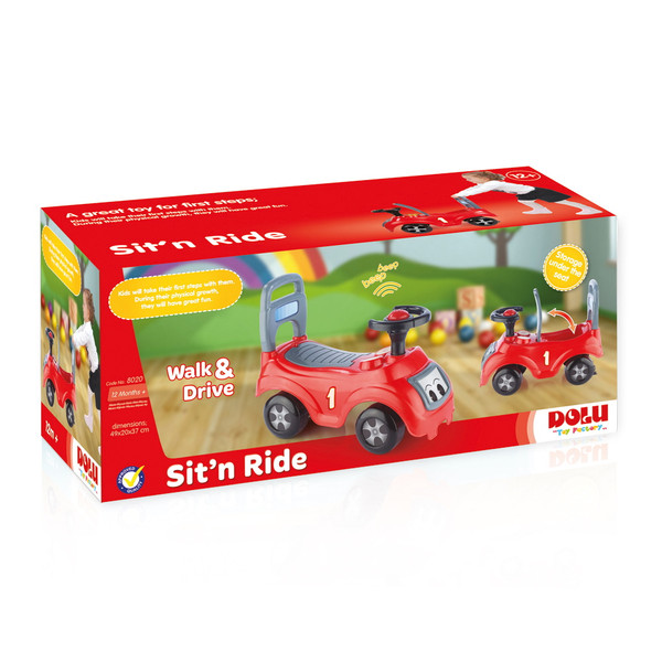 Dolu Sit 'n Ride Rood/Zwart Loopauto 8020