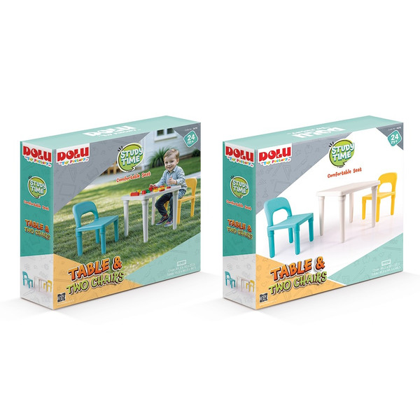 Dolu Turquoise/Geel Kinder Tafel met Stoeltjes 2678