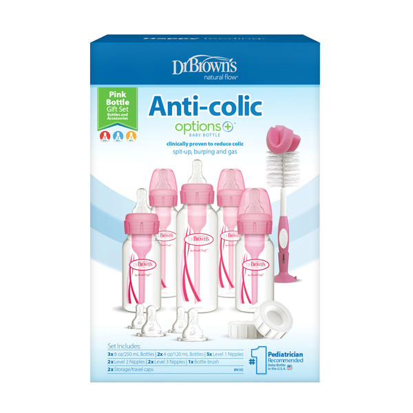 Dr. Brown's Options+ Anti-colic Roze Smalle Hals Gift Set SB05307-INTLX