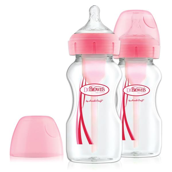 Dr Brown's Options+ Anti-colic 270 ml Roze 2-pack Brede Hals Fles WB92601-GBX +