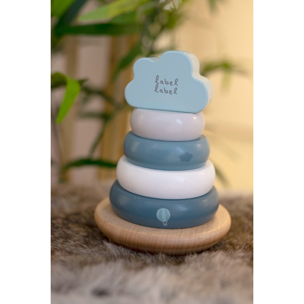 Label Label Blauw Houten Tuimelring Piramide LLWT-25255