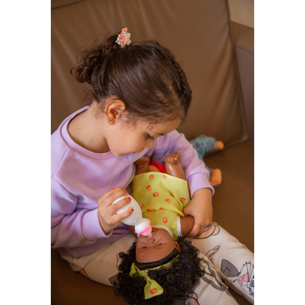 Eco Toys 30cm Pop met Krullen en Geel Jurkje HC531860