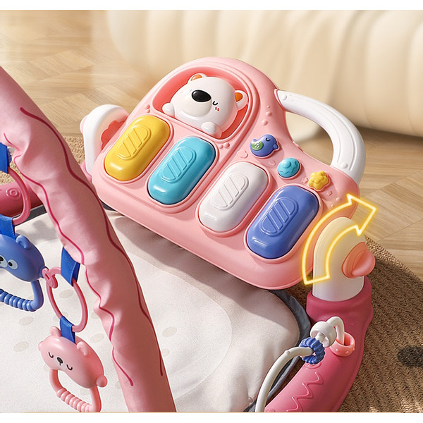 Eco Toys Bear & Bird Roze Multifunctioneel Speelkleed met Speelboog HC670921