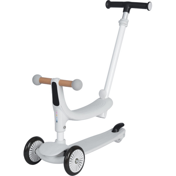 Eco Toys Flynn Wit/Zwart 3-in-1 Kinderstep met Duwstang